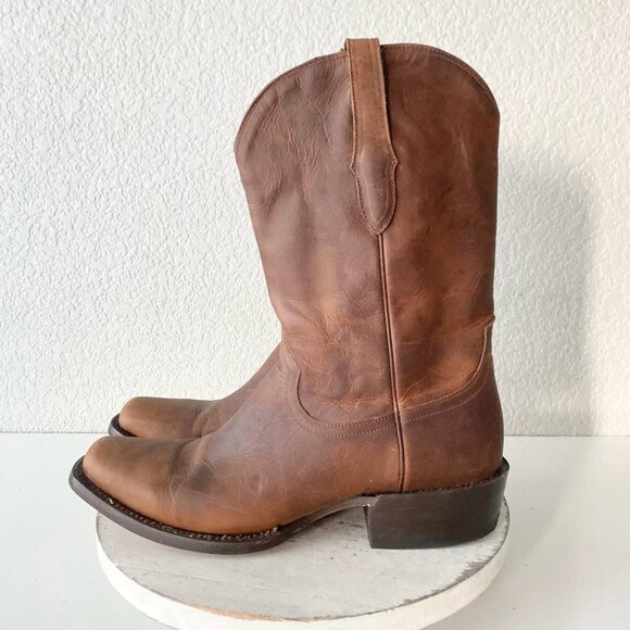 Lane Mens Brown Cowboy Boots 11 D Genuine Leather Western Casual Square Toe - Picture 4 of 11